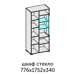 Аллегро-10 Шкаф 2дв. (со стеклом) (дуб крафт золотой-камень темный) в Кировграде - kirovgrad.mebel24.online | фото 2