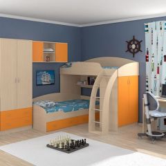 Детская Соня (1+2+3) Дуб молочный/Оранжевый в Кировграде - kirovgrad.mebel24.online | фото