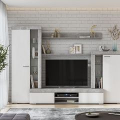 Гостиная МГС 5 (Цемент светлый/Белый) в Кировграде - kirovgrad.mebel24.online | фото