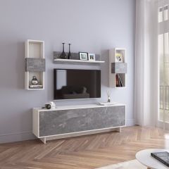 Гостиная Оскар мини (Сосна Белая Loft/Каспий темный) в Кировграде - kirovgrad.mebel24.online | фото