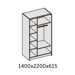 ИННЭС-5 Шкаф-купе 2-х дв. 1400 (2 дв. Ф3 - венге вст. экокожа коричневый) в Кировграде - kirovgrad.mebel24.online | фото 2