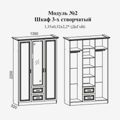 Женева №2 Шкаф 3-х ств. с зерк.,2мя ящ. (ЛДСП бел/МДФ софт светл с пат зол) в Кировграде - kirovgrad.mebel24.online | фото 2