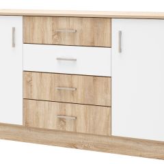 БЕАТРИС Комод К1400 (Дуб Сонома/Белый глянец) в Кировграде - kirovgrad.mebel24.online | фото