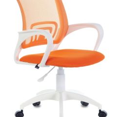 Кресло BRABIX "Fly MG-396W", пластик белый, сетка, оранжевое, 532401, MG-396W_532401 в Кировграде - kirovgrad.mebel24.online | фото