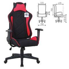 Кресло компьютерное BRABIX GT Racer GM-101 + подушка (ткань) черное/красное (531820) в Кировграде - kirovgrad.mebel24.online | фото 2