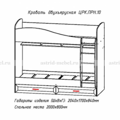 Кровать 2-х ярусная Принцесса (800*2000) ЦРК.ПРН.10 настил ЛДСП в Кировграде - kirovgrad.mebel24.online | фото 2