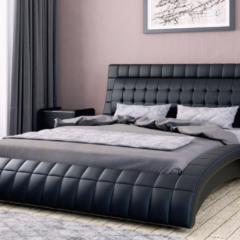 ВИРГИНИЯ Кровать 1600 (экокожа черная) в Кировграде - kirovgrad.mebel24.online | фото