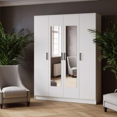 ЛАРС Шкаф комбинированный 1,6 с зеркалом Белый в Кировграде - kirovgrad.mebel24.online | фото