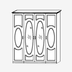 Прованс-2 Шкаф 4-х дверный с 2 зеркалами (Итальянский орех/Груша с платиной черной) в Кировграде - kirovgrad.mebel24.online | фото
