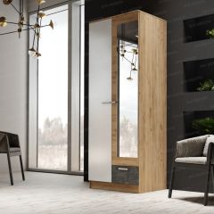 Шкаф Адель 800 с полками (дуб вотан/белый глянец) в Кировграде - kirovgrad.mebel24.online | фото