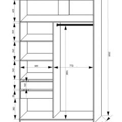 Шкаф-купе 1400 серии SOFT D1+D3+B2+PL1 (2 ящика+1штанга) профиль «Графит» в Кировграде - kirovgrad.mebel24.online | фото 3