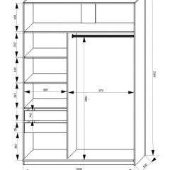 Шкаф-купе 1600 серии SOFT D1+D3+B2+PL1 (2 ящика+1штанга) профиль «Графит» в Кировграде - kirovgrad.mebel24.online | фото 4