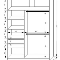 Шкаф-купе 1600 серии SOFT D8+D2+B2+PL4 (2 ящика+F обр.штанга) профиль «Графит» в Кировграде - kirovgrad.mebel24.online | фото 2