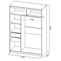 Шкаф-купе №19 Серия 3 Инфинити с зеркалами (1700) Ясень Анкор светлый в Кировграде - kirovgrad.mebel24.online | фото 6