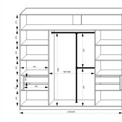 Шкаф-купе 2150 серии NEW CLASSIC K4+K4+K4+B22+PL4(по 2 ящика лев/прав+F обр.штанга) профиль «Капучино» в Кировграде - kirovgrad.mebel24.online | фото 3