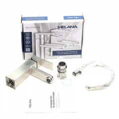 Смеситель д/ум MELANA-F610201 Cubo нерж.сталь, однорычажный, сатин, литой излив в Кировграде - kirovgrad.mebel24.online | фото 3