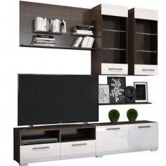 Стенка Ненси 3 (Венге/Белый глянец) в Кировграде - kirovgrad.mebel24.online | фото 2