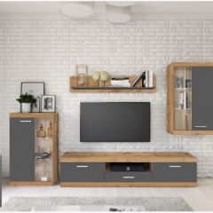 Стенка TESS (дуб вотан/серый графит) в Кировграде - kirovgrad.mebel24.online | фото