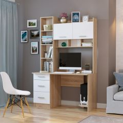 Стол компьютерный ПКС-5 Дуб сонома/Белый глянец в Кировграде - kirovgrad.mebel24.online | фото