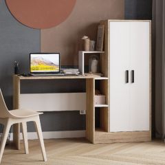 Стол компьютерный СКМ-1 ЛДСП Белый/Дуб сонома в Кировграде - kirovgrad.mebel24.online | фото