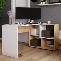 Стол компьютерный угловой СКМУ-4 Белый/Дуб крафт золотой в Кировграде - kirovgrad.mebel24.online | фото