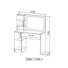 СОФИ Стол макияжный СМС 1100.1 с зеркалом (дуб сонома/белый) в Кировграде - kirovgrad.mebel24.online | фото 2