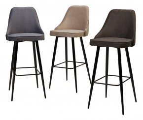 Барный стул NEPAL-BAR ГРАФИТ #14, велюр/ черный каркас (H=78cm) М-City в Кировграде - kirovgrad.mebel24.online | фото 3