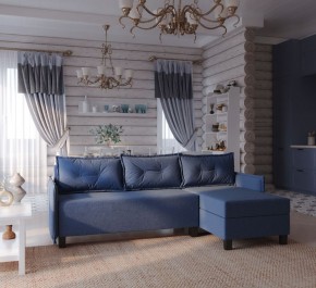 Диван-кровать угловой Киркас синий, ткань рогожка в Кировграде - kirovgrad.mebel24.online | фото 2