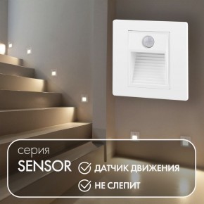 DK1020-WH Светильник встраиваемый в стену c датчиком движения, IP 20, LED 3000, 1 Вт, белый, пластик в Кировграде - kirovgrad.mebel24.online | фото 2