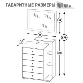 Камелия Комод + Зеркало, цвет белый, ШхГхВ 80х46,8х178 см., НЕ универсальная сборка в Кировграде - kirovgrad.mebel24.online | фото 6