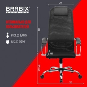 Кресло BRABIX PREMIUM "Ultimate EX-800" хром, плотная двойная сетка Х2, черное, 532911 в Кировграде - kirovgrad.mebel24.online | фото 6