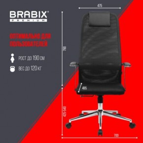 Кресло BRABIX PREMIUM "Ultimate EX-801" хром, плотная двойная сетка Х2, черное, 532917 в Кировграде - kirovgrad.mebel24.online | фото 7