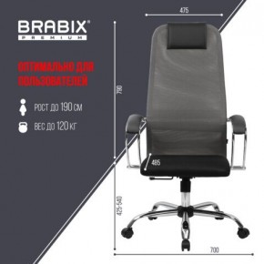 Кресло офисное BRABIX PREMIUM "Ultimate EX-800" хром, плотная двойная сетка Х2, черное/серое, 532912 в Кировграде - kirovgrad.mebel24.online | фото 3