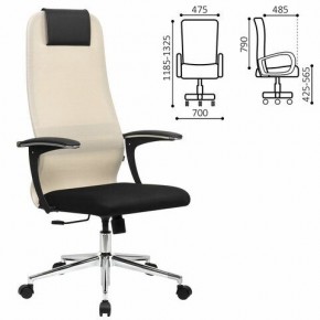 Кресло офисное BRABIX PREMIUM "Ultimate EX-801" хром, плотная двойная сетка Х2, черное/бежевое, 532919 в Кировграде - kirovgrad.mebel24.online | фото 1