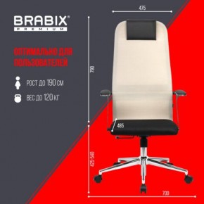 Кресло офисное BRABIX PREMIUM "Ultimate EX-801" хром, плотная двойная сетка Х2, черное/бежевое, 532919 в Кировграде - kirovgrad.mebel24.online | фото 6