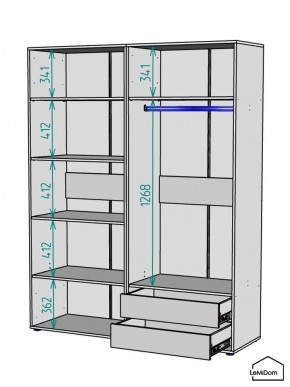 Шкаф Linnea MHR-4-2 2050х1600х510 (Белый-М 11.1.1) в Кировграде - kirovgrad.mebel24.online | фото 3