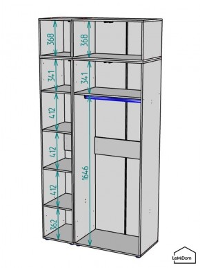 Шкаф с антресолью Linnea MHR-3A-1 2450х1200х510 (Графит-М 11.1.25) в Кировграде - kirovgrad.mebel24.online | фото 3