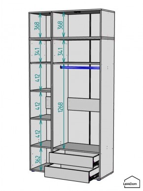 Шкаф с антресолью Linnea MHR-3POA-2 2450х1200х510 (Белый-М 11.1.2) в Кировграде - kirovgrad.mebel24.online | фото 3
