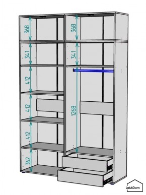 Шкаф с антресолью Linnea MHR-4POA-2 2450х1600х510 (Белый-М 11.1.2) в Кировграде - kirovgrad.mebel24.online | фото 3