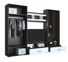 Стенка Ненси 1 (Венге/Белый глянец) в Кировграде - kirovgrad.mebel24.online | фото 3
