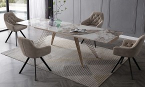 Стол ACERRA NEW 160 GLOSS LUXURY PANDORA SOLID CERAMIC/ каркас цвета шампань, ®DISAUR в Кировграде - kirovgrad.mebel24.online | фото 3