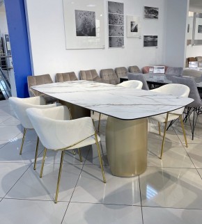 Стол BRONTE 220 KL-188 Контрастный мрамор матовый, итальянская керамика/ Шампань, ®DISAUR в Кировграде - kirovgrad.mebel24.online | фото 3