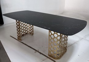 Стол CHIAVARI 220 KL-116 Черный мрамор матовый, итальянская керамика / бронзовый, ®DISAUR в Кировграде - kirovgrad.mebel24.online | фото 4