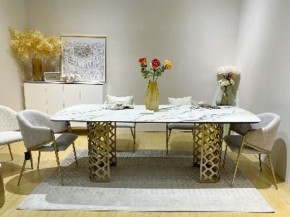 Стол CHIAVARI 220 KL-188 Контрастный мрамор матовый, итальянская керамика / Шампань, ®DISAUR в Кировграде - kirovgrad.mebel24.online | фото 2