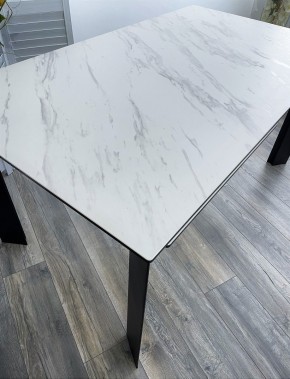 Стол CREMONA 140 KL-99 Белый мрамор матовый, итальянская керамика / черный каркас, ®DISAUR в Кировграде - kirovgrad.mebel24.online | фото 3
