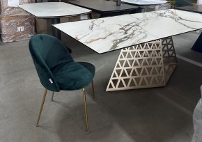 Стол ENNA 220 KL-188 Контрастный мрамор матовый, итальянская керамика/ каркас цвета шампань, ®DISAUR в Кировграде - kirovgrad.mebel24.online | фото 8