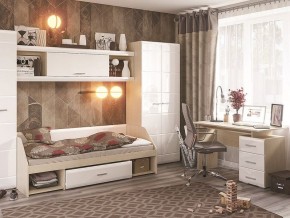 Стол компьютерный Симба Дуб белфорт-Белый глянец в Кировграде - kirovgrad.mebel24.online | фото 3