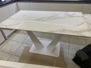 Стол Ниагара 140 БЕЛЫЙ МРАМОР, стекло / БЕЛЫЙ, М-City в Кировграде - kirovgrad.mebel24.online | фото 4