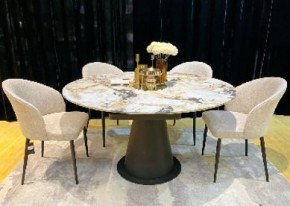 Стол TERAMO 135 GLOSS GRAND JADE SOLID CERAMIC, керамика, поворотн.механизм / Черный каркас, ®DISAUR в Кировграде - kirovgrad.mebel24.online | фото 2