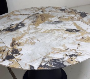 Стол TERAMO 135 GLOSS GRAND JADE SOLID CERAMIC, керамика, поворотн.механизм / Черный каркас, ®DISAUR в Кировграде - kirovgrad.mebel24.online | фото 4